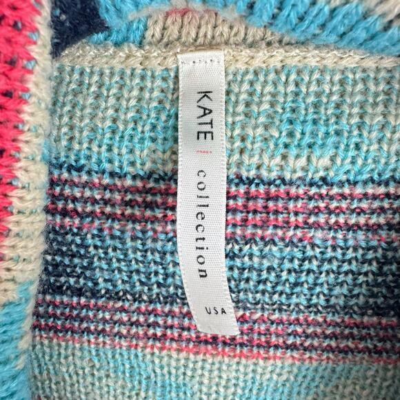 Kate Collection Colorful Aztec Print Open Asymmetrical Cardigan Sweater Size M - Picture 5 of 6